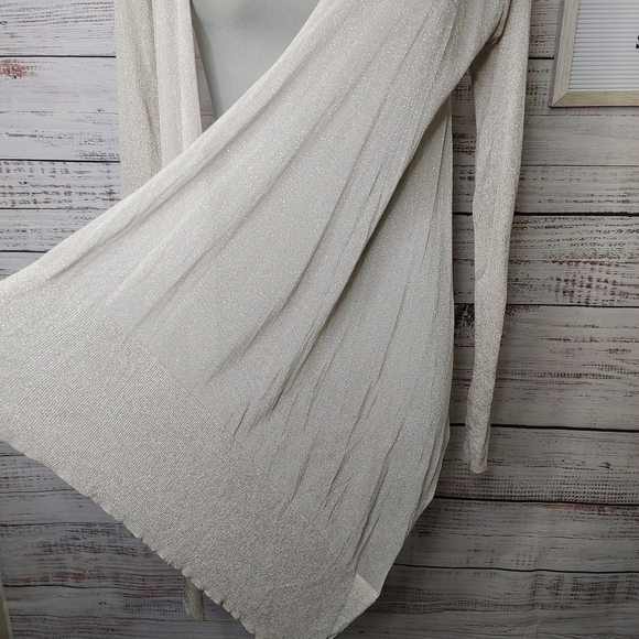 TED Baker Taupe Shimmer Waterfall Cardigan Size 6 - Picture 5 of 16